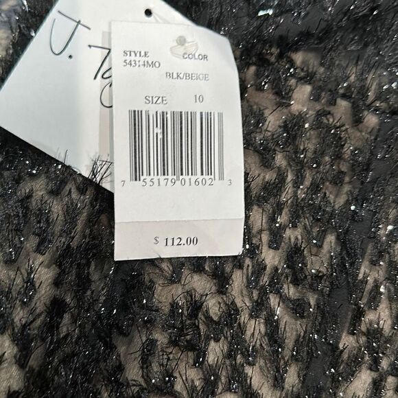 J. TAYLOR *NWT* Black Beige Shimmer Metallic Eyelash Fit and Flare Soft Textured - Picture 2 of 8